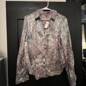 Anthropologie Sequin Button-Up Shirt